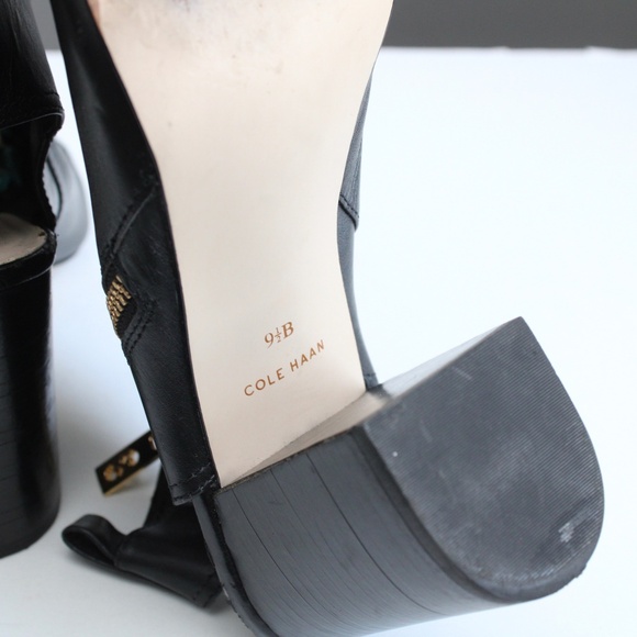 Cole Haan Black ZULA SHOOTIE II Leather Peep-Toe Bootie Shootie Heels Size 9.5 - Picture 7 of 8